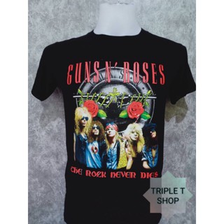 เสื้อยืดคอกลม สกรีนลาย GUNSN ROSES (รหัส 39)