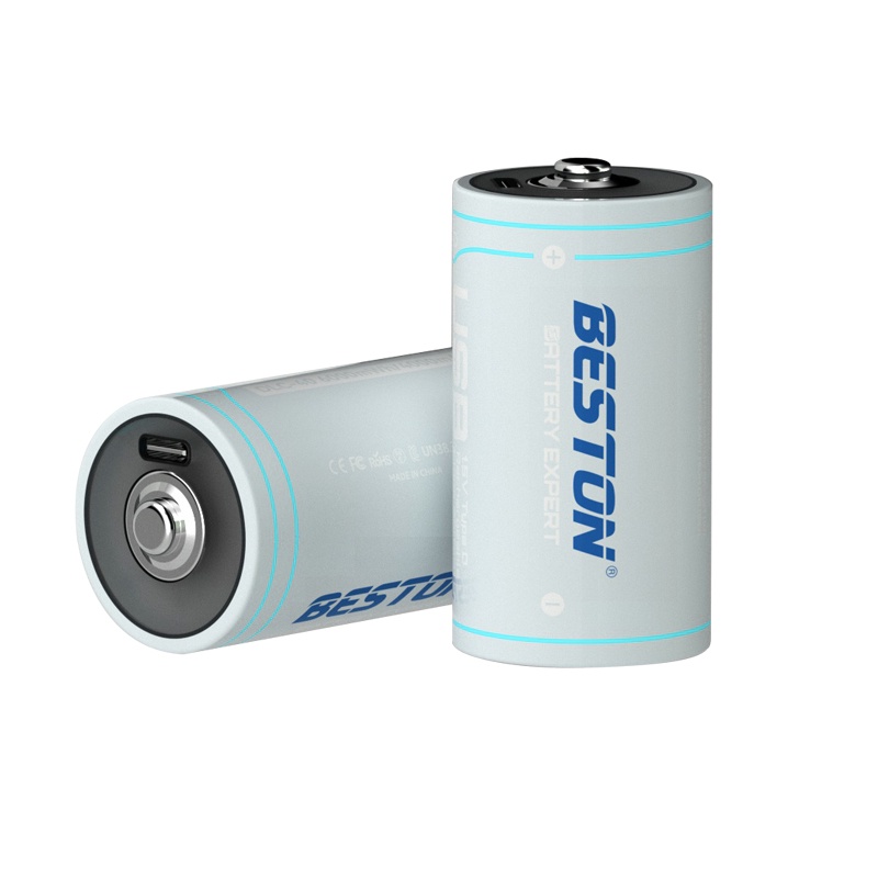 แบตเตอรี่ชาร์จ Beston ขนาดD 1.5V lithium 6000MWH ชาร์จด้วย Type-C USB แบตเตอรี่ Size D ถ่านชาร์จ (1 