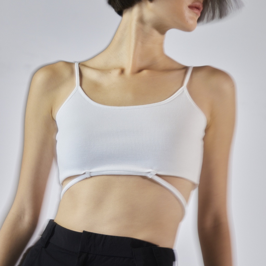 COWORKER - tied rib crop top เสื้อครอปสายเดี่ยวผ้า Rib