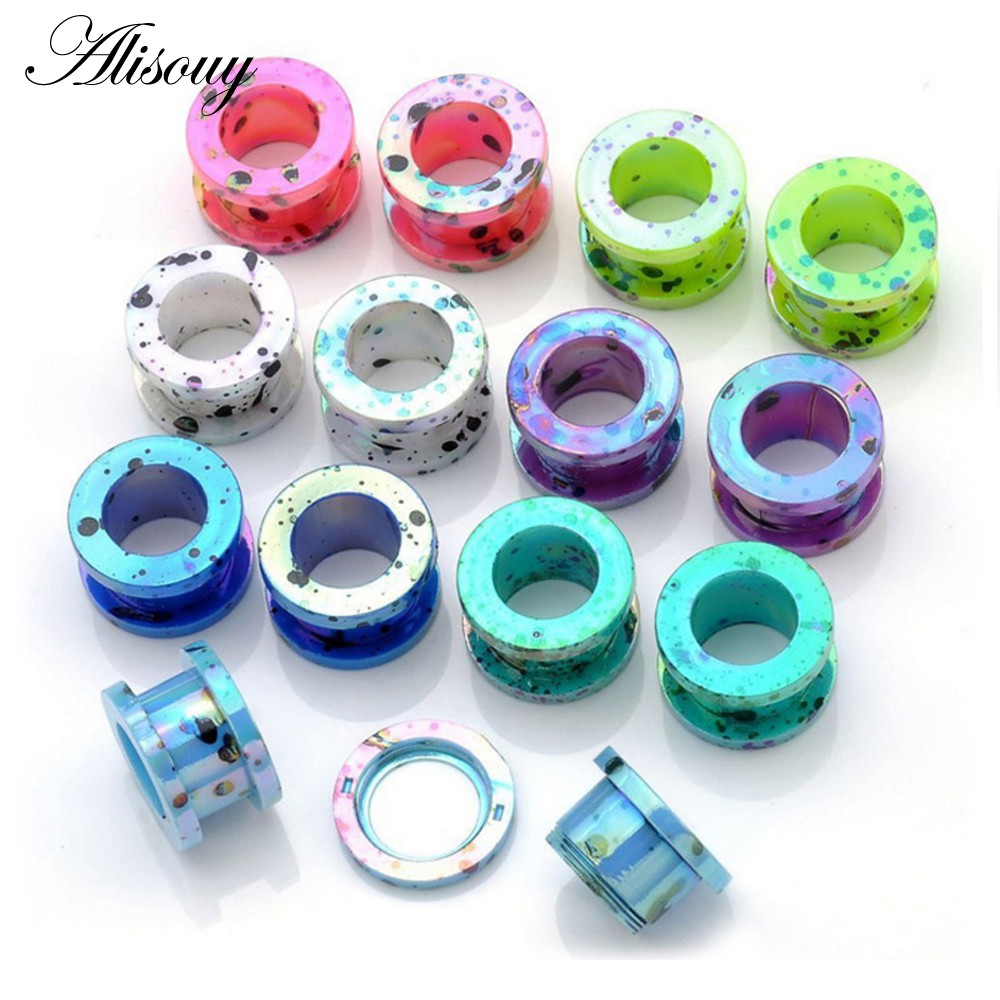 Alisouy หู Expander Body เจาะ 1 คู่อะคริลิค Dot สกรูกลับเนื้ออุโมงค์หูปลั๊ก Expander เปล 2-12 มม.หู studs ปลั๊ก