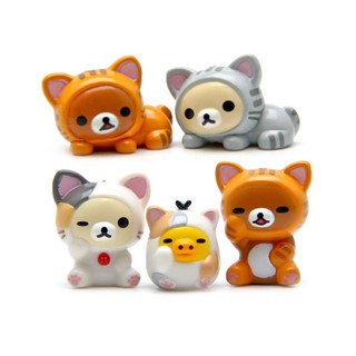 ﻿Feromey DIY ตุ๊กตา Rilakkuma น่ารักแสนซน ตกแต่งสวนจิ๋ว ตุ๊กตาจิ๋ว  (เซ็ต 5 ชิ้น)  Minicat