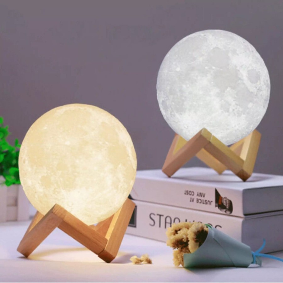 โคมไฟ โคมไฟรูปพระจันทร์ โคมไฟประดับ ขนาด 8 และ 18 ซม. สว่างนวลเนียน แต่งห้อง ถนอมสายตา Moonlight Lamp Superlight