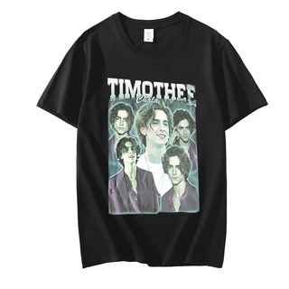  100%COTTONเสื้อยืดผ้าฝ้ายเสื้อยืดแขนสั้น ผ้าฝ้าย 100% พิมพ์ลาย Timothee Chalamet 90S สไตล์วินเทจ สําหรับผู้ชายS-5XL siz