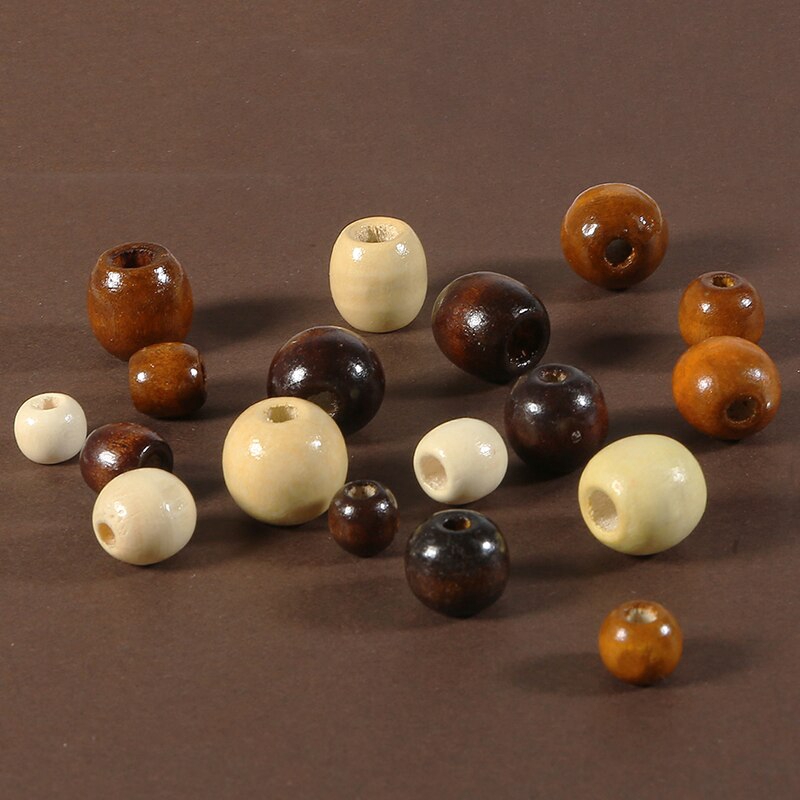 ลูกปัดไม้ธรรมชาติ รูขนาดใหญ่ สีน้ําตาลอ่อน ขาว น้ําตาลเข้ม หลายขนาด สําหรับทําเครื่องประดับ สร้อยข้อมือ DIY 50 ชิ้น