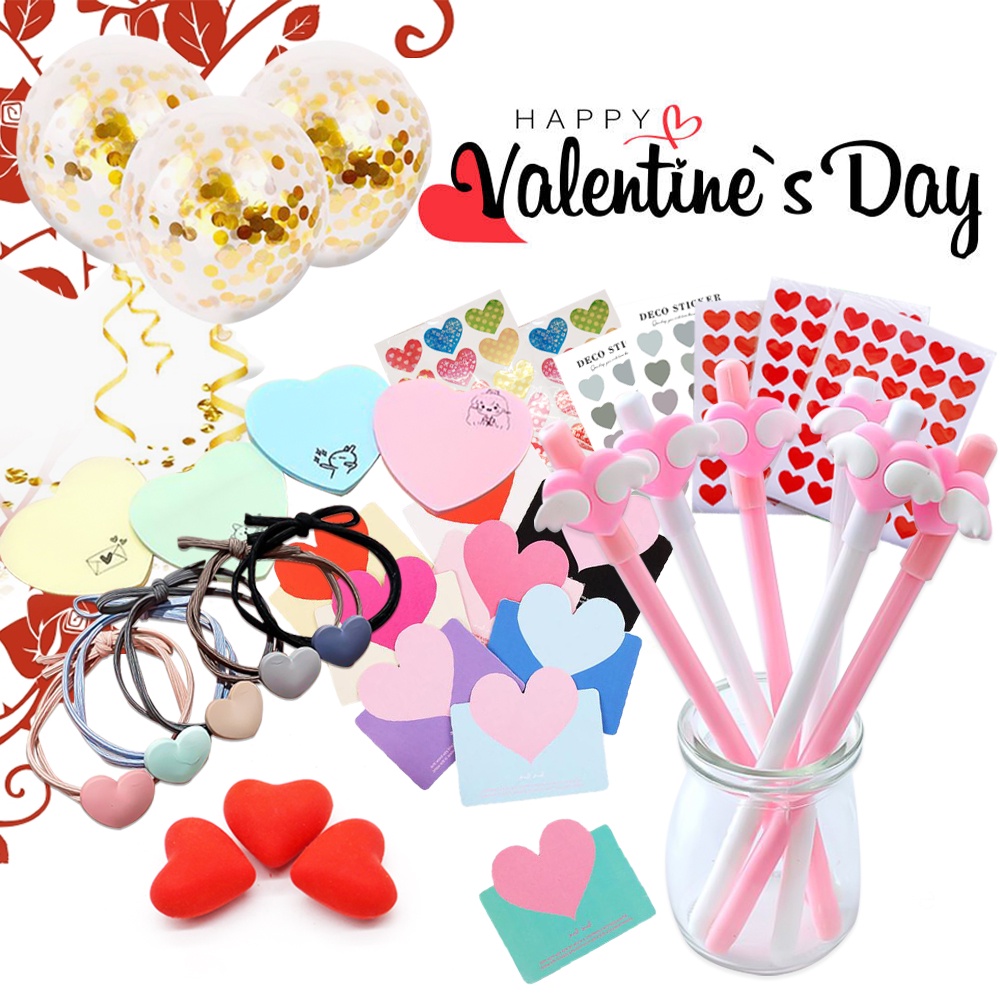 ของขวัญวันวาเลนไทน์ สติ๊กเกอร์หัวใจ การ์ด ปากกา ลูกโป่ง Valentine's Day วาเลนไท สติกเกอร์ ปัจฉิม