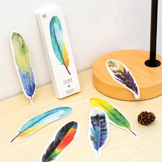 30pcs/box Color Feather Bookmark Paper Cartoon Animal Bookmark Promotional Gift Stationery Thin Bookmark