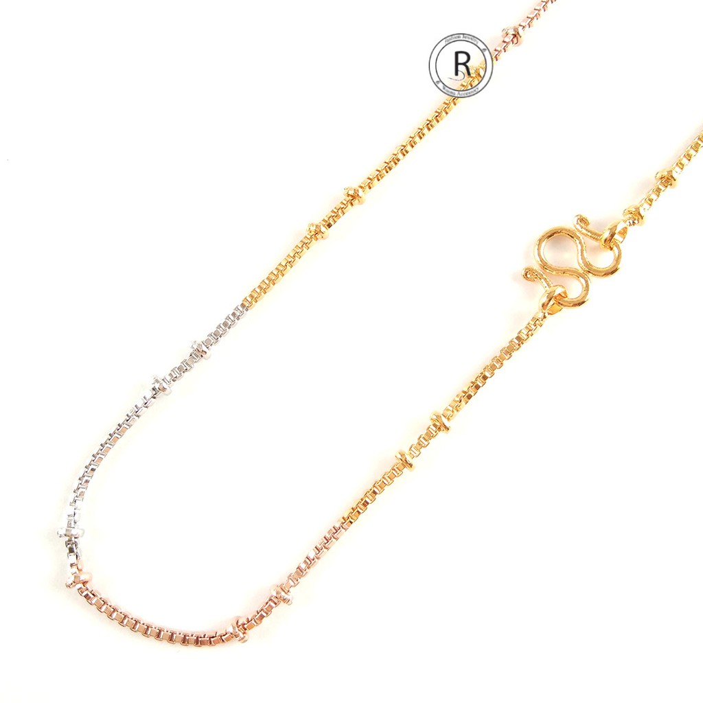 สร้อยคอสามกษัตริย์ลายกล่องคั่นสองเม็ด  รุ่น NL017-GWP สร้อยคอเปล่า สร้อยคอแฟชั่น สร้อยคอ