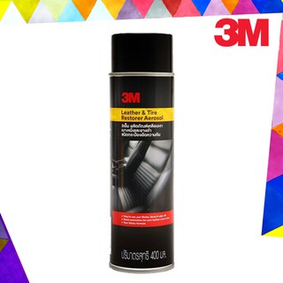 3M Leather &amp; Tire Restorer Aerosol ผลิตภัณฑ์ เคลือบเงาเบาะหนัง และ ยางดำ ขนาด 400 มล. PN39041A