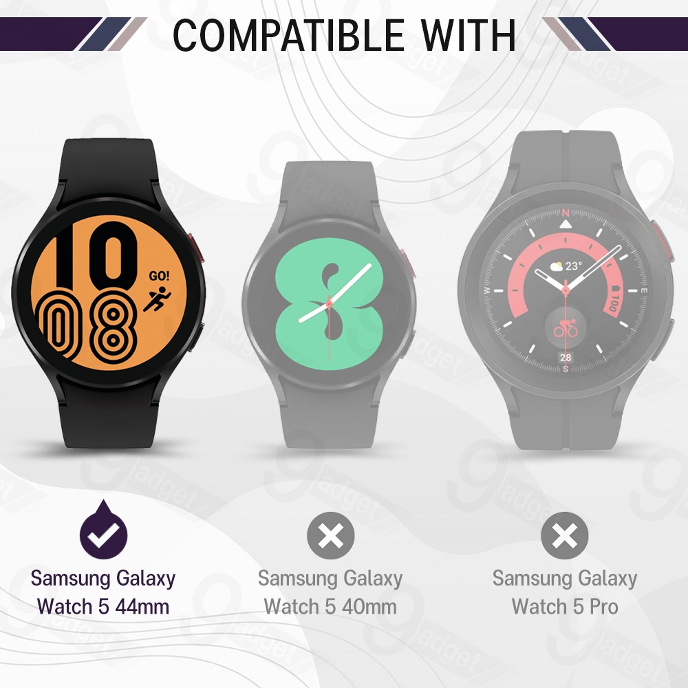 9Gadget - ฟิล์มกระจก Samsung Galaxy Watch 5 44mm. ฟิล์มกันรอย กระจกนิรภัย ฟิล์มเต็มจอ กันรอย เคส - Premium 2.5D Curved Tempered Glass Protector Case