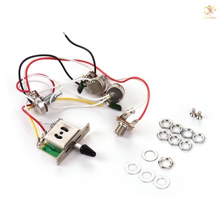 Electric Guitar Wiring Harness Kit Replacement with 1 Volume 2 Tone 1 Jack 500K 5-Way Toggle Switch for Stratocaster Guitar