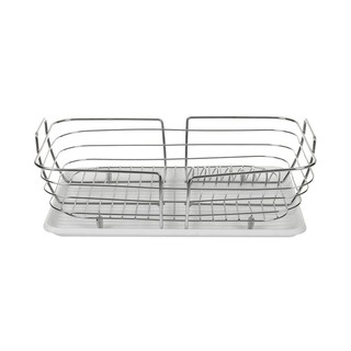 ชั้นคว่ำจานถาดขาวมีที่ใส่ช้อน DISH RACK WITH TRAY WHITE HP-013