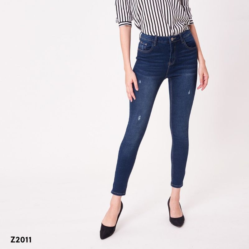 PAZADA กางเกงยีนส์สกินนี่ผ้ายืด👖💯%