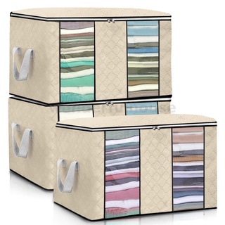 3PCS Large Capacity Foldable Clothes Storage Bag Organizer For Blankets Bedding