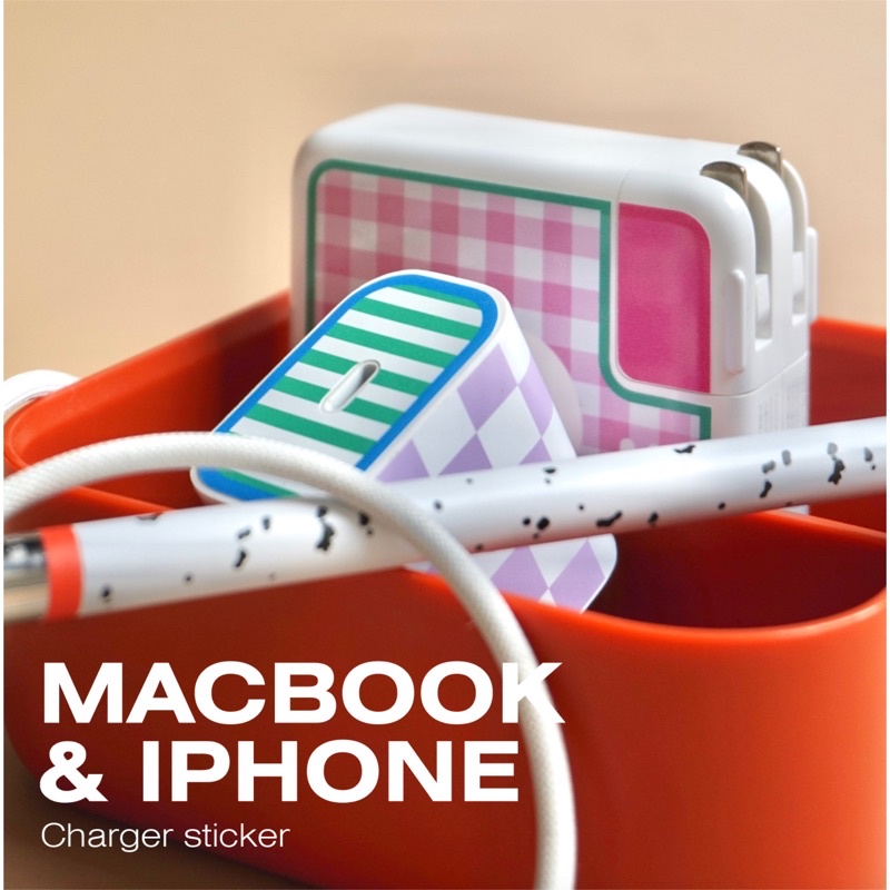 WGG CRAFT STUDIO | CHARGER CHECKERED COLLECTION สติกเกอร์ติดหัวชาร์จและปากกาไอแพด (หากงงรุ่นสอบถามทา