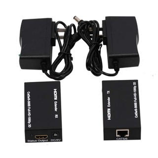 60M HDMI To LAN Port RJ45 Network Cable Extender Over by Cat 5e/6 1080p Black