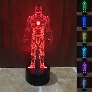 โคมไฟตั้งโต๊ะ LED รูปซุปเปอร์ฮีโร่มาร์เวล ไล่โทนสี 7 สี USB