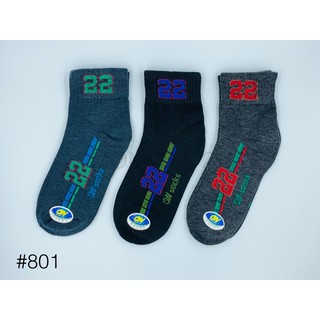 OW Socks ถุงเท้าข้อกลางสปอร์ต 801แพ็ค 12 คู่คละสี