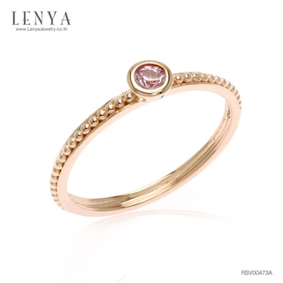 Lenya Jewelry แหวนเงินแท้ประดับแซฟไฟร์สีชมพู(Pink Sapphire) ดีไซน์เล็กๆสามารถ Mix and Match กับแหวนดีไซน์ อื่นๆ