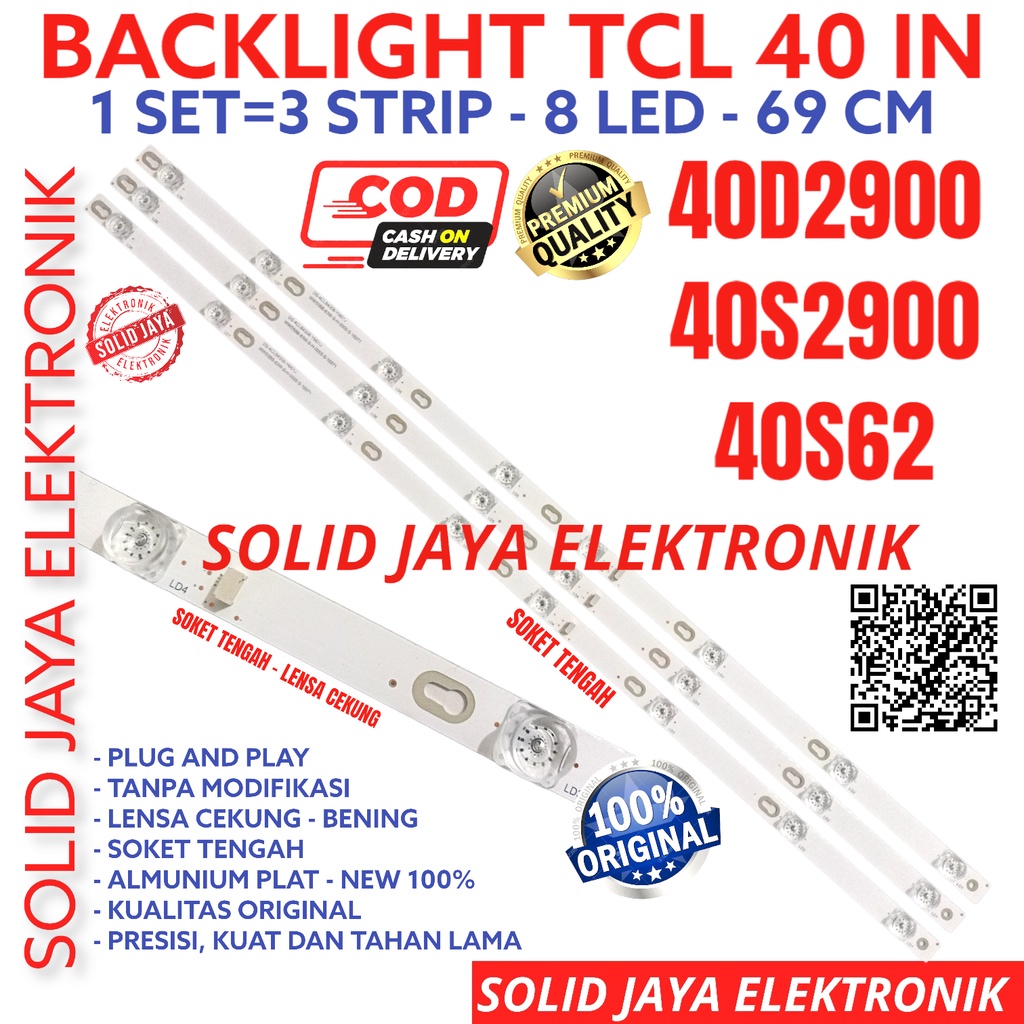 TCL 40 INC LED TV BACKLIGHT 40D2900 40S4900 40S62 40S BL โคมไฟ 8K 6V 8LED 8 ปุ่ม 6900 VOLT LAMP TCL 