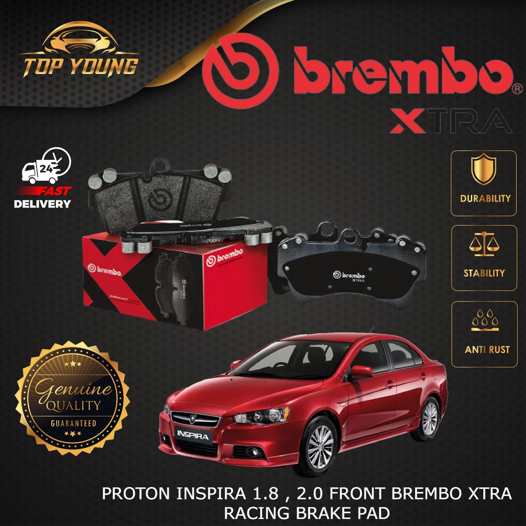 BREMBO PROTON INSPIRA 1.8 , 2.0 FRONT (DEPAN) ผ้าเบรค RACING XTRA 100% ORGINAL BREMBO