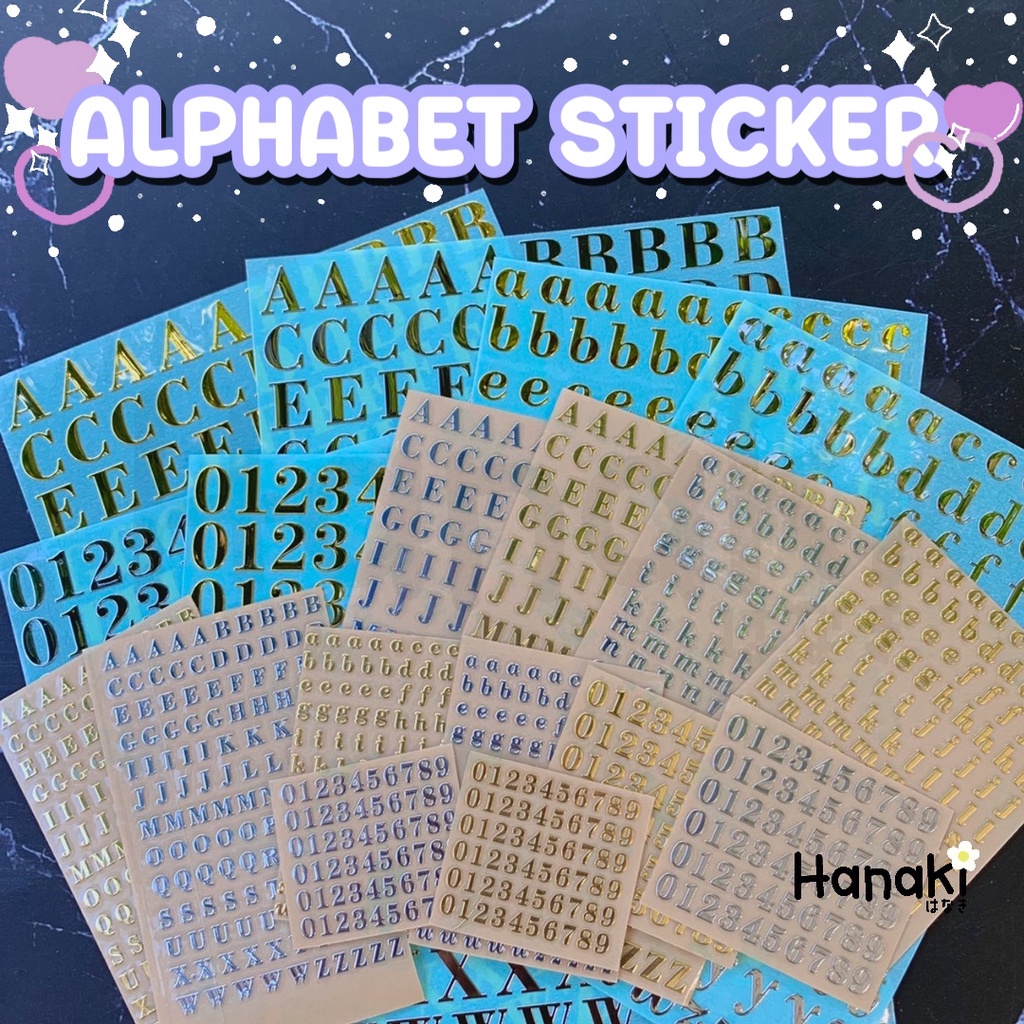 【พร้อมส่ง】สติกเกอร์ตัวอักษร แบบ Metal สีทอง สีเงิน สีโรสโกลด์ สีดำ(Alphabet sticker,Metal Sticker)