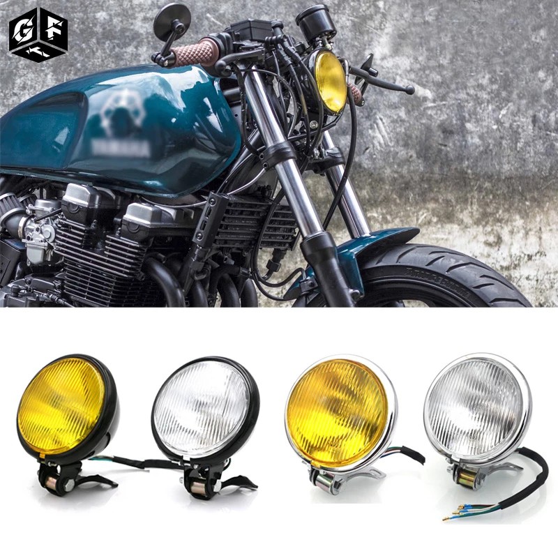 ไฟหน้ารถจักรยานยนต์ universal retro ไฟหน้าไฟสูง/ต่ํา cafe racer