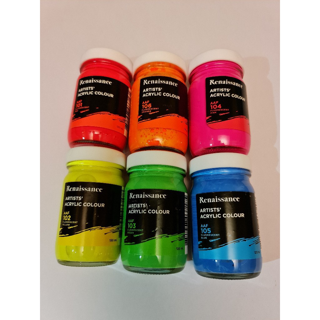 สีอะคริลิคสะท้อนแสง 120 ml. Renaissance Artist's Fluorescent Acrylic colour เกรดอาร์ตติส เรนาซองซ จำนวน 1 ขวด