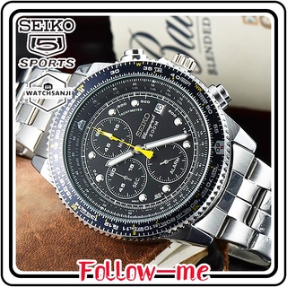 พร้อมส่ง! ขายดี Seiko 5 นาฬิกาข้อมือควอตซ์แฟชั่น สายแสตนเลส เรืองแสง กันน้ํา มีปฏิทิน สีดํา สําหรับบุรุษ