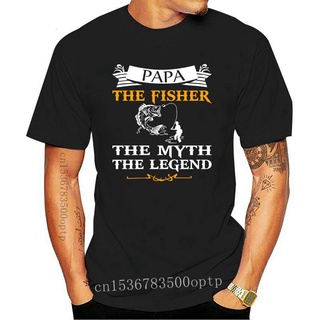 เสื้อยืดสีขาวเสื้อยืดลําลอง พิมพ์ลาย The Myth The Legend Father Fisher Papa สําหรับผู้ชายS-4XL