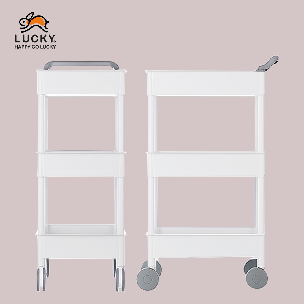 LUCKY HOME รถเข็น ชั้นวางของพลาสติกมีล้อ มีราวจับ AP-643 (รับน้ำหนักได้ 18 kg) - รูปที่ 6