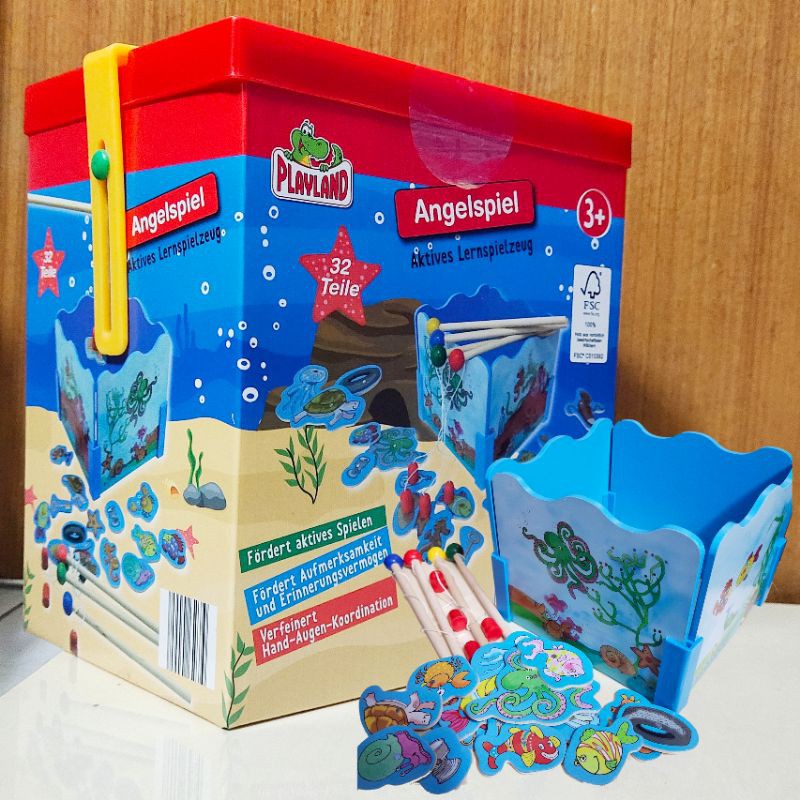 💰 Tangtemtoys💰ของเล่นตกปลา เกมส์ตกปลา 🎖️แบรนด์แท้ Playland🎖️ ของเล่นไม้เสริมพัฒนาการ เสริมพัฒนาการเด