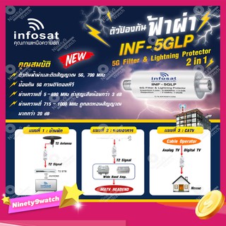 INFOSAT ตัวป้องกันฟ้าผ่า รุ่น INF-5GLP 5G Filter &amp; Lighting Protector 2in1