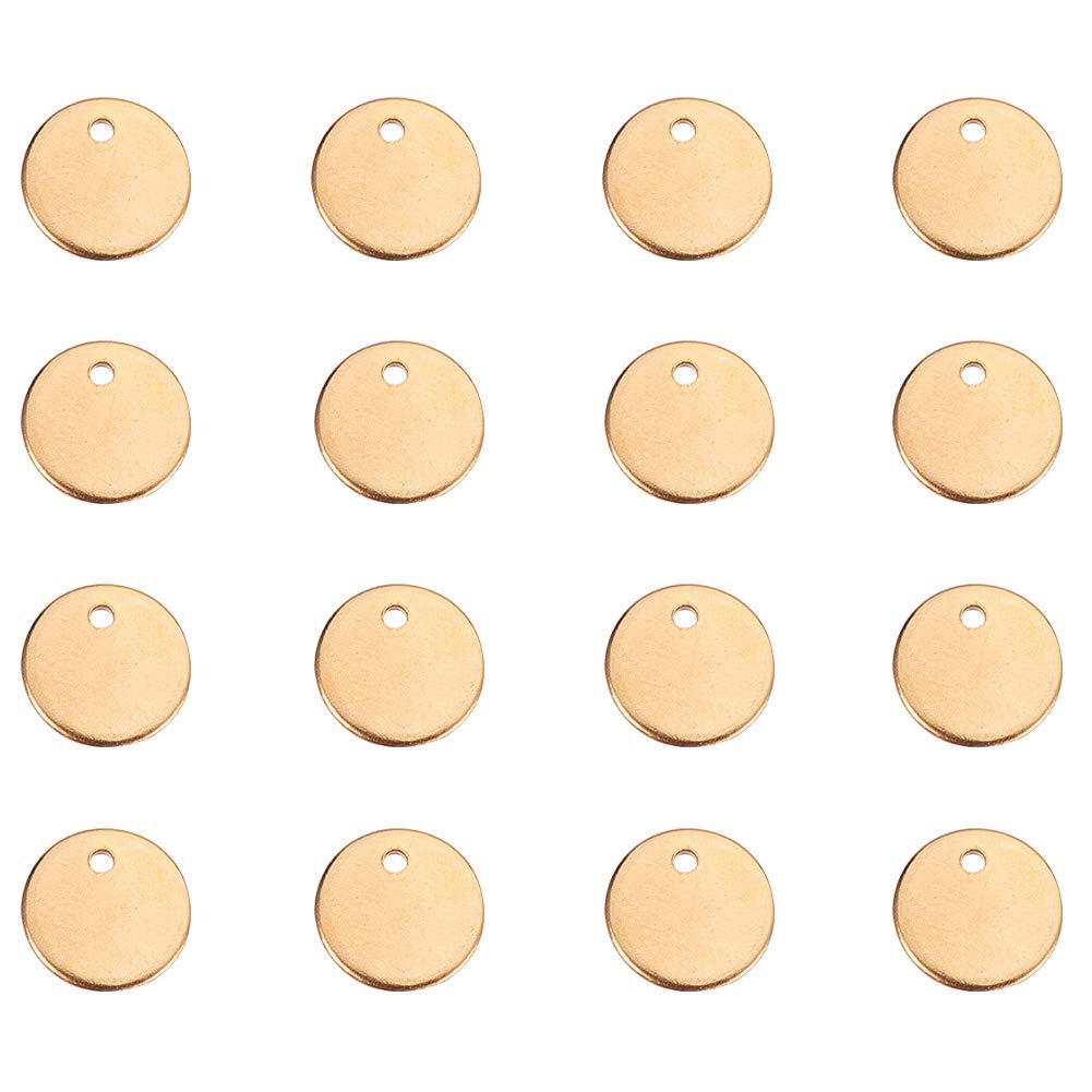 50 Pcs 304 Stainless Steel Flat Round Blank Stamping Tag Pendants Charms