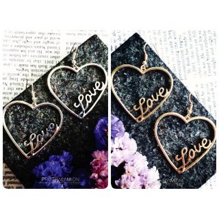 Korea Cute Love Heart Earrings : ต่างหู ตุ้มหู เกาหลี หัวใจ Love น่ารัก