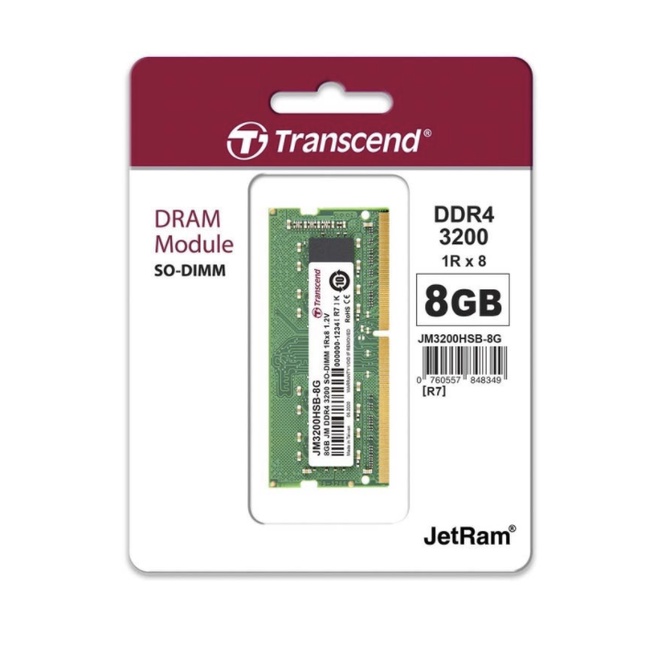 Transcend RAM Memory แรม โน๊ตบุค DDR4-3200 SO-DIMM 8GB JM3200HSB-8G