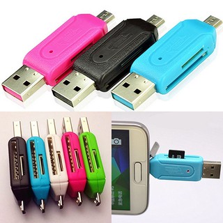 เครื่องอ่านการ์ด 2 In 1 Usb Otg Micro Usb Tf Sd Card Reader