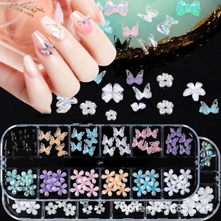 SOMEDAYZL 1Box Nail Art Decorations Colorful 3D Nail Art Rhinestone Aurora Butterfly Jewelry Glitter Gems Resin Charm Manicure Ornaments