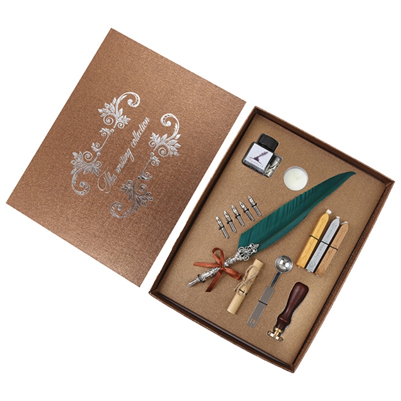☞Retro Gothic Style Quill Pen Set Retro Wax Seal Stamp Kit Calligraphy ...