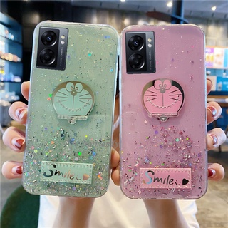 Hnadphone Case Oppo A77 5G / Oppo A57 4G 2022 ใหม่ เคสแฟลช การ์ตูนน่ารัก โดราเอมอน ประกายเลื่อม ซิลิโคน TPU นิ่ม ใส เคสด้านหลัง