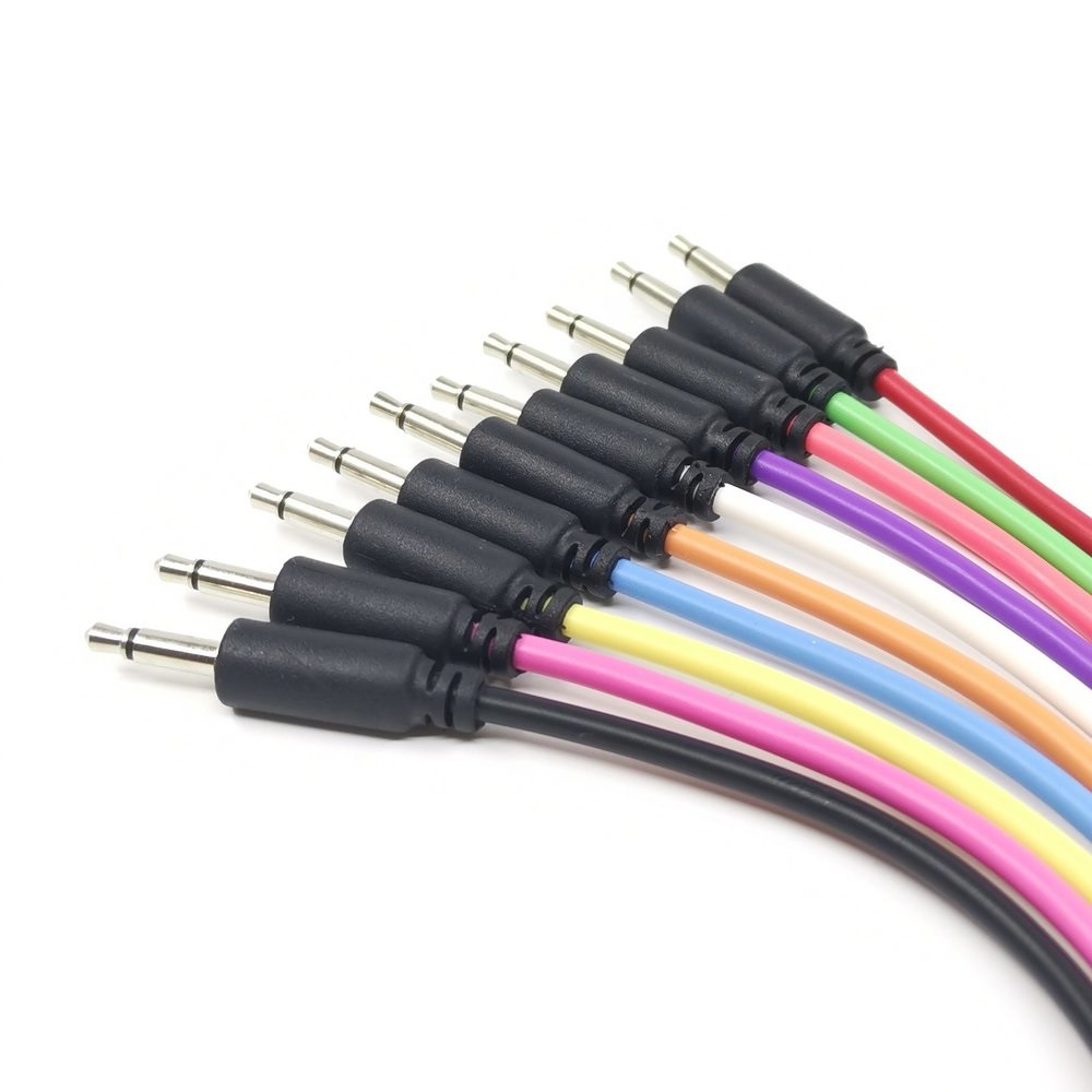 Mono Patch Modular Eurorack Cables TS 3.5mm 1/8 inch Black Jack Patch Synthesizer 5 Pack 1 สี Peach Purple ...