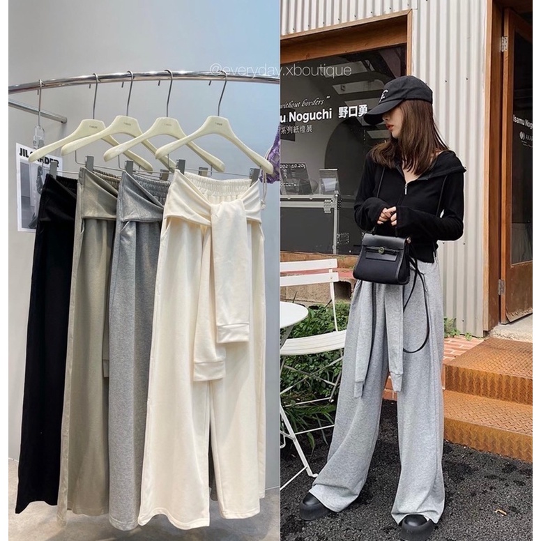 Y2K SWEATPANTS👟(490฿ฟรีส่ง) กางเกงวอร์มเอวสูง ขากระบอก ดีเทลผูกเอว คือ เก๋มากก ผ้าดี ไม่หนาไม่บางไป 