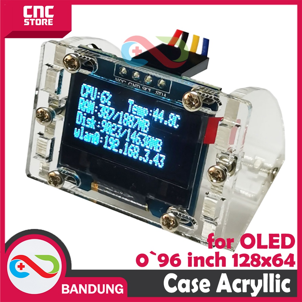 ACRYLIC CASE OLED 0.96 I2C 128X64 โมดูลจอแสดงผล LCD OLED