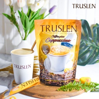 TRUSLEN COFFEE PLUS CAPPUCCINO ทรูสเลน คอฟฟี่ พลัส คาปูชิโน่ กาแฟปรุงสำเร็จชนิดผง 17กรัม (8 ซอง/ห่อ)