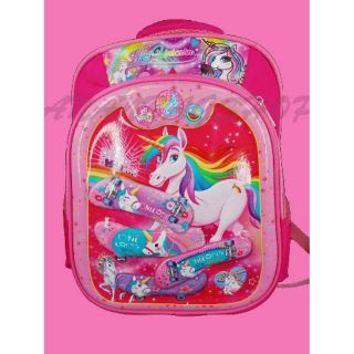 กระเป๋านักเรียน หน้าโฟม3D หน้านูน  ลายการ์ตูน Unicorn Frozen Cartoon Student Bag School Bag Kid 书包学生书包 卡通 #1531