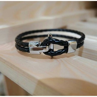 nn_braceletสายรัดข้อมือ RASTACLAT รหัส 014 สร้อยข้อมือหนังถักแบบกลมรวบสองเส้น ตัวล็อคเป็นสีซิลเวอร์นะคะ