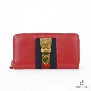 GUCCI SYLVIA WALLET LONG RED CALF GHW