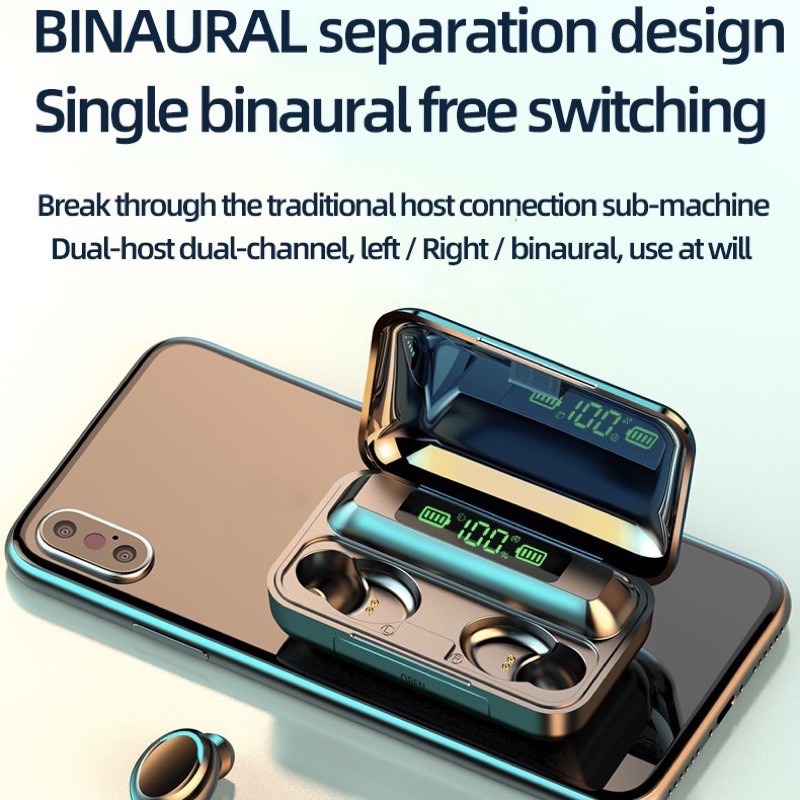 หูฟังบลูทูธ TWS-F9 Wireless bluetooth 5.0  สเตอริโอ หูฟังเล่นเกมส์ แยกเสียงซ้ายขวา รุ่น F9