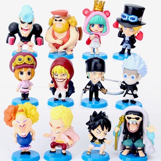 ตุ๊กตาฟิกเกอร์ Luffy Sabo Zoro Shanks Buggy Doflamingo Corazon Koala Trebol ขนาดเล็ก 12 ชิ้น