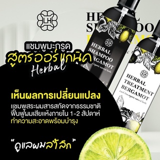 Herbal shampoo &amp; treatment bergamot  แชมพู&amp;ครีมนวด มะกรูด bergamot สูตรสมุนไพร