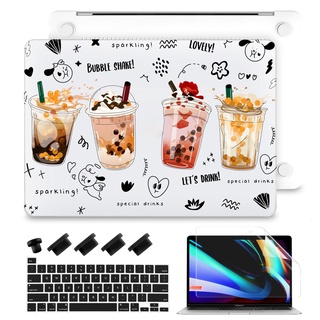 มาใหม่ เคสแล็ปท็อป ผิวด้าน พิมพ์ลายชานมไข่มุก สําหรับ Macbook Air M2 case A2681 Pro13 2022 A2338 Pro14 Pro16 A2442 A2485 Pro13 A2289 A2251 A1708 A1989 Air13 A1932 A2337